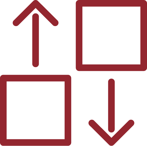 Icon of two boxes with arrows - one moving up and one moving down