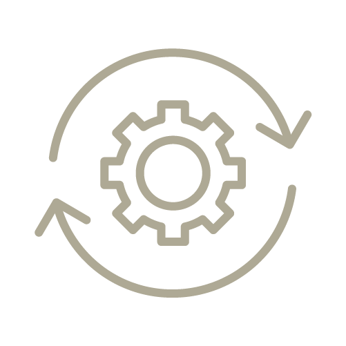 Icon of a gear with arrows cycling around it