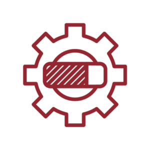 Icon of a gear with a progress bar in front of it