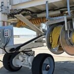 Hose reel atached to aviation ground support equipment